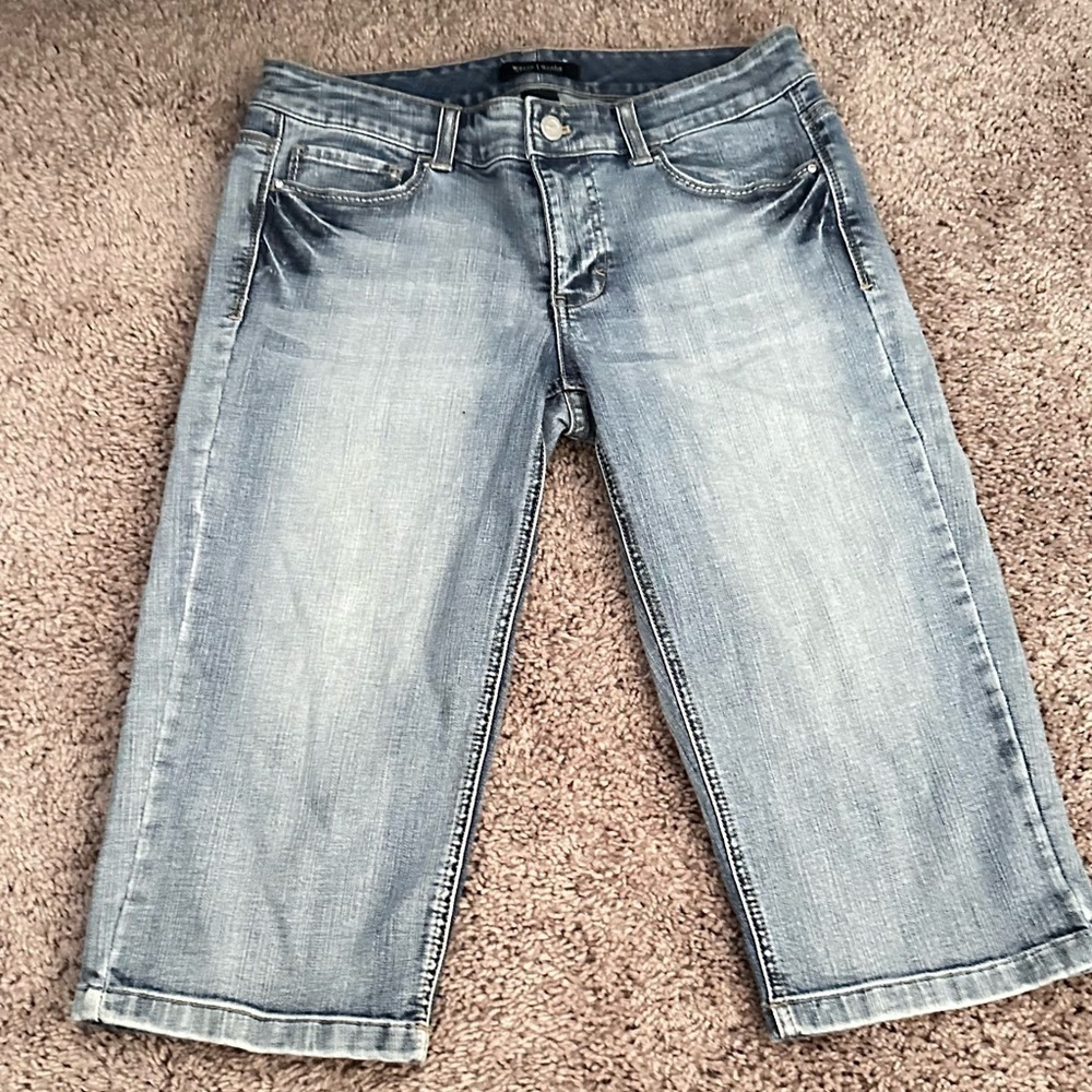 WHBM denim jean capris size 4 embellished pockets Y2K style vintage fashion